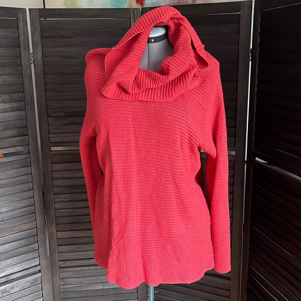 Design History Womens Sweater Pullover Sz 2X Acrylic Orange Cowl Neck